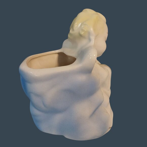 Vintage Ceramic Angel Playing Violin Planter Gold Accents - Picture 3 of 7